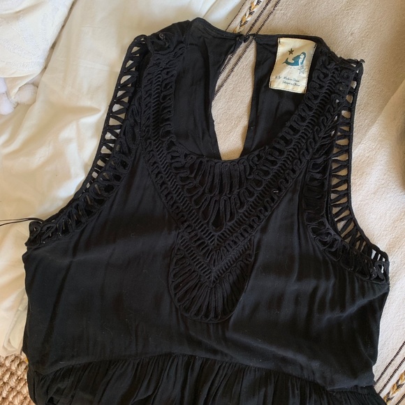 Anthropologie Mermaid Macrame Day Black Maxi Dress - Picture 4 of 5